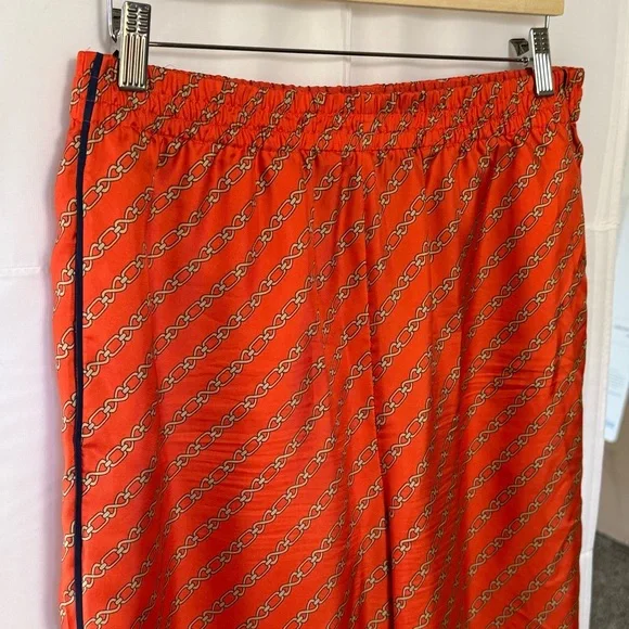 J CREW pull-on silk pant in red chains print Size 12 - Picture 7 of 11